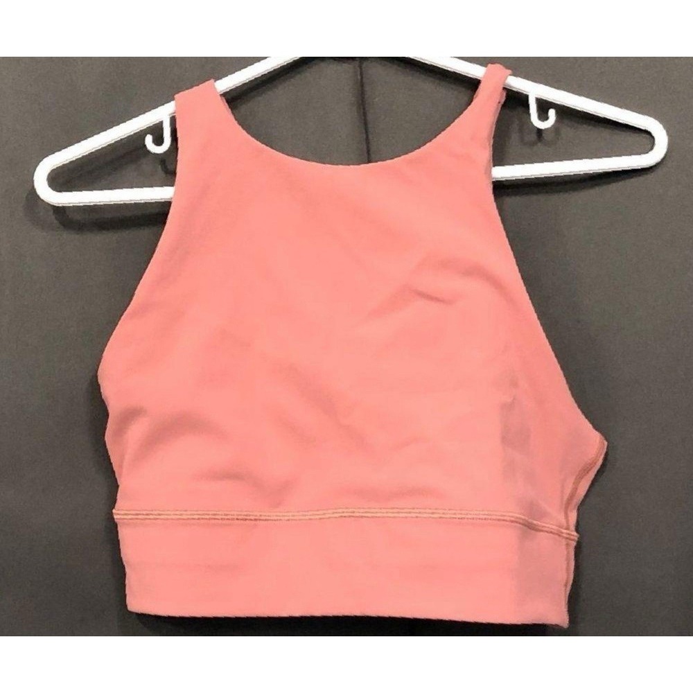 Lululemon Energy Bra High Neck Long‎ Line Ribbed  Sunset  Size 10
